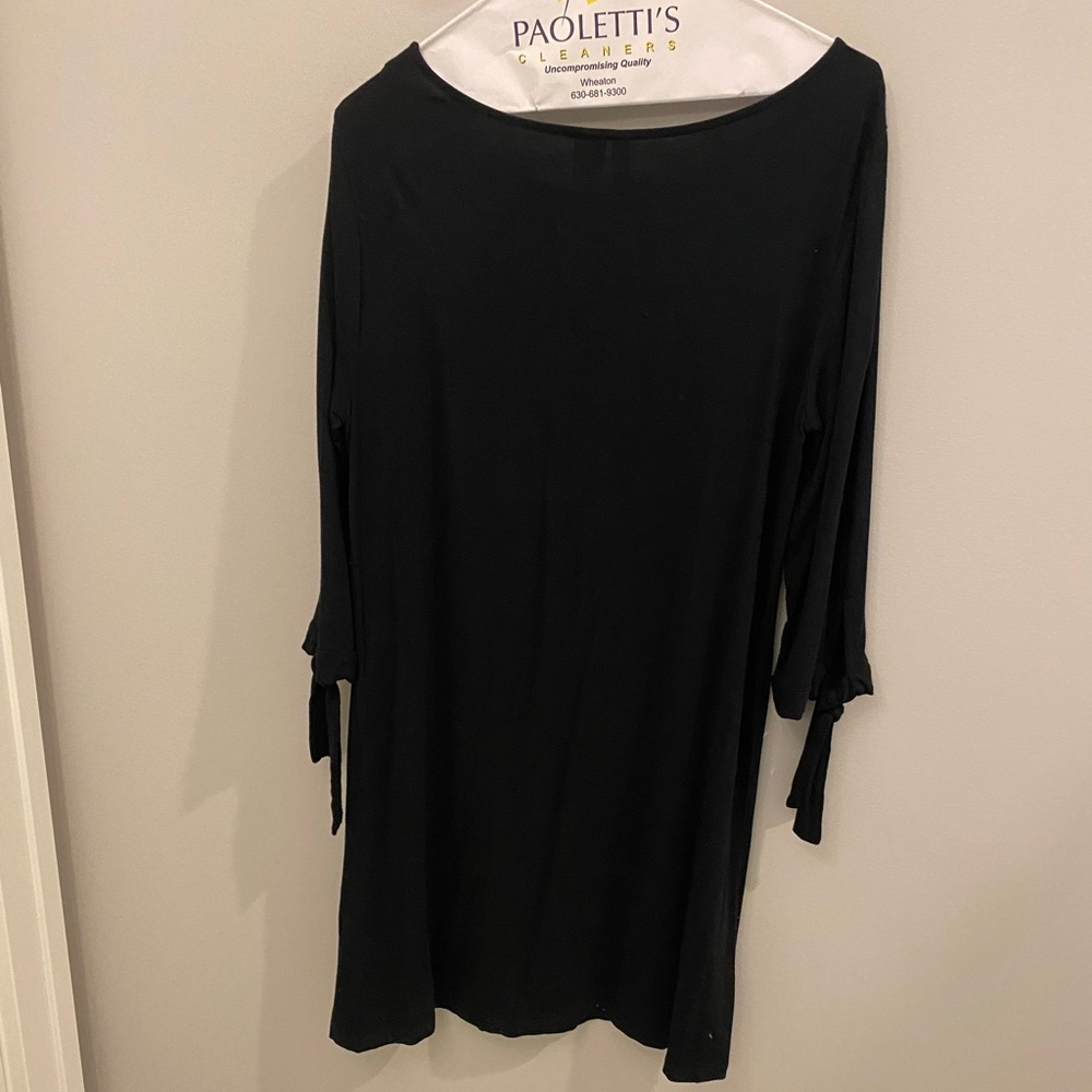 Paraphrase Black Long Sleeve Dress w/ Tie Sleeves - Picture 3 of 5